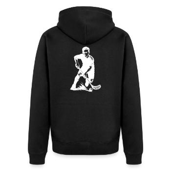 Floorball Love Look clair pour floorball - Veste à capuche bio Premium Unisexe - noir - Dos - Nico (187cm)