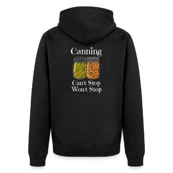 Drôle de mise en conserve qui ne peut pas s’arrêter ne veut pas s’arrêter - Veste à capuche bio Premium Unisexe - noir - Dos - Nico (187cm)
