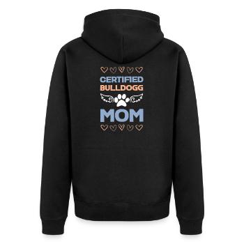 Motif de maman Bouledogue certifiée - Veste à capuche bio Premium Unisexe - noir - Dos - Nico (187cm)