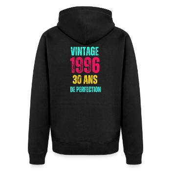 Vintage 1996: 30 Ans de Perfection - Veste à capuche bio Premium Unisexe - noir - Dos - Nico (187cm)