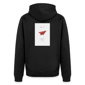believe  mit Papierflieger - Unisex Premium Bio Zip Hoodie - Schwarz - Hinten - Nico (187cm)