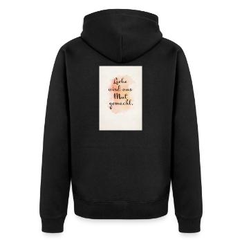 Liebe wird aus Mut gemacht – Aquarell Poster - Unisex Premium Bio Zip Hoodie - Schwarz - Hinten - Nico (187cm)