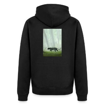 Retro Pixel Art Jungle Panther - Unisex Premium Bio Zip Hoodie - Schwarz - Hinten - Nico (187cm)