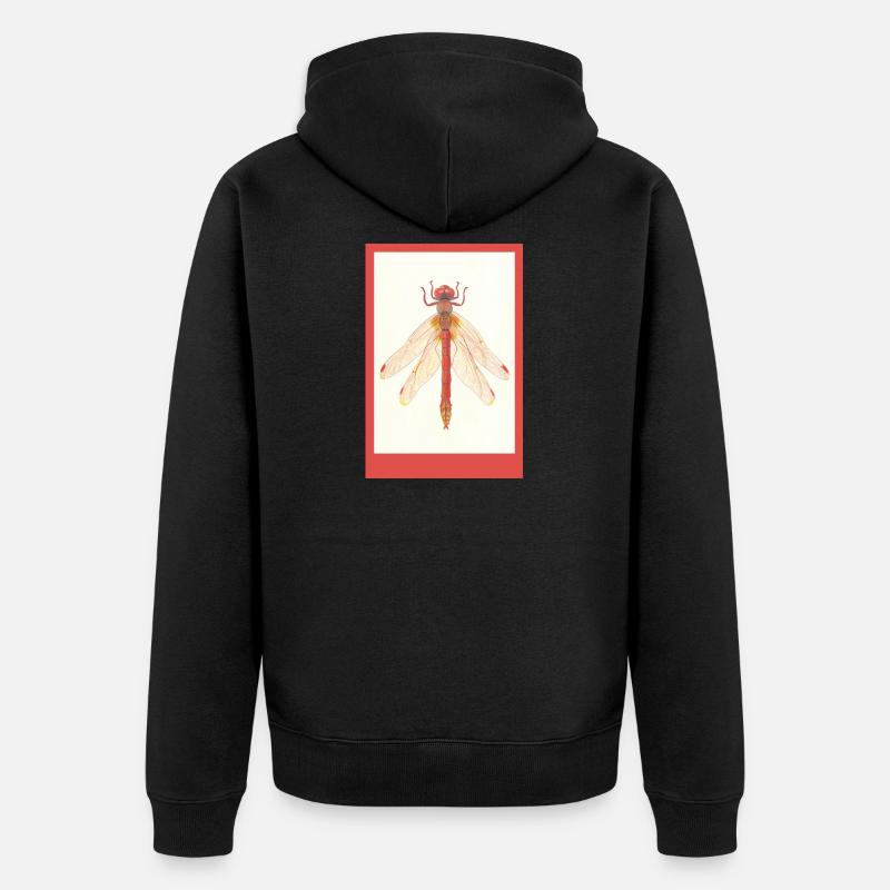 Illustration de la Libellule Rouge - Veste à capuche bio Premium Unisexe - noir
