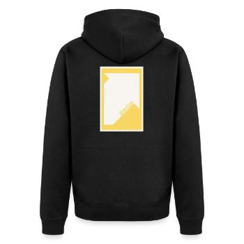 Direction Poster Yellow – Bold Minimal Art - Unisex Premium Organic Zip Hoodie - black - Back - Nico (187cm)