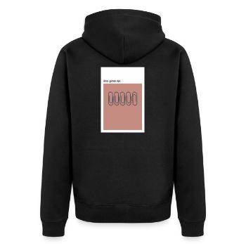 Chaos – German Style  Rot  Büroklammern - Unisex Premium Bio Zip Hoodie - Schwarz - Hinten - Nico (187cm)