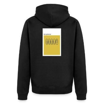 Chaos – German Style Büroklammer - Unisex Premium Bio Zip Hoodie - Schwarz - Hinten - Nico (187cm)