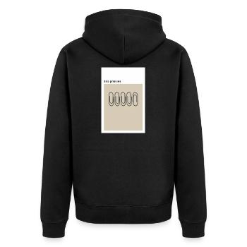 Chaos – German Style Paper Clips Beige - Unisex Premium Organic Zip Hoodie - black - Back - Nico (187cm)