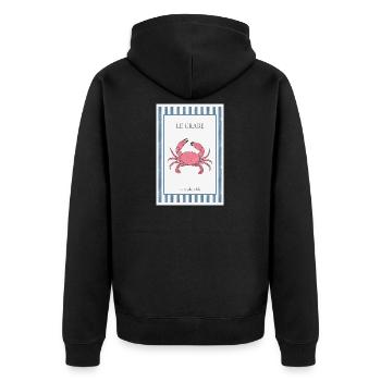 Le Crabe Club French Crab Poster - Unisex Premium Organic Zip Hoodie - black - Back - Nico (187cm)