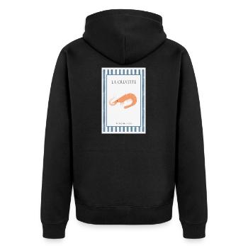 La Crevette French Shrimp Poster - Unisex Premium Organic Zip Hoodie - black - Back - Nico (187cm)