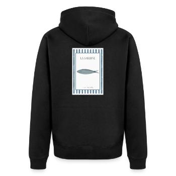 La Sardine Club Vintage Fish Poster Style - Unisex Premium Organic Zip Hoodie - black - Back - Nico (187cm)