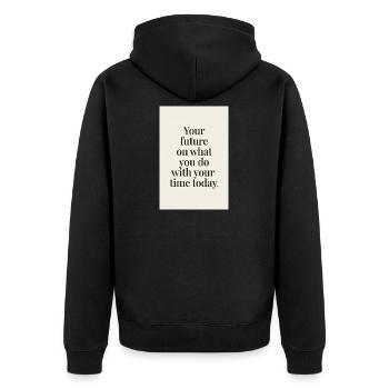 Your future depends minimal serif quote - Unisex Premium Organic Zip Hoodie - black - Back - Nico (187cm)