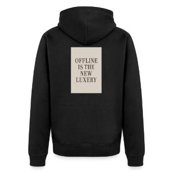 Le hors ligne est le nouveau luxe – le Luxe Silencieux - Veste à capuche bio Premium Unisexe - noir - Dos - Nico (187cm)