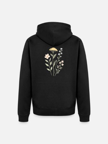 Wilde Blumenkraft Wasserfarben - Unisex Premium Bio Zip Hoodie - Schwarz