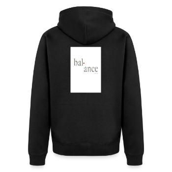 Balance Typografie Design mit Lautschrift - Unisex Premium Bio Zip Hoodie - Schwarz - Hinten - Nico (187cm)
