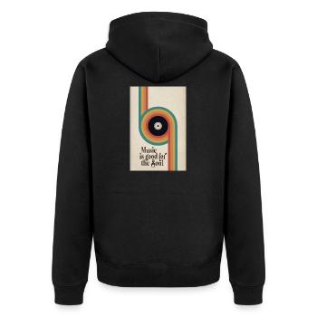 Music is Good for the Soul Retro Poster - Unisex Premium Bio Zip Hoodie - Schwarz - Hinten - Nico (187cm)