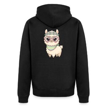 Lama pastel avec couronne florale - Veste à capuche bio Premium Unisexe - noir - Dos - Nico (187cm)