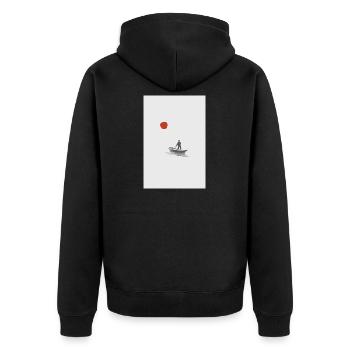 Silent Balance – Minimalist Japan Art - Unisex Premium Organic Zip Hoodie - black - Back - Nico (187cm)