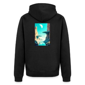 Humanity Finally Finds Its New Home in Space - Unisex Premium Organic Zip Hoodie - black - Back - Nico (187cm)
