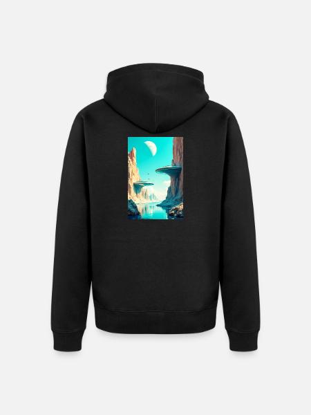 Humanity Finally Finds Its New Home in Space - Unisex Premium Organic Zip Hoodie - black