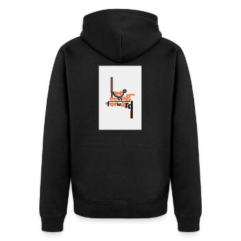 Keep Moving Forward Artistic Quote - Unisex Premium Organic Zip Hoodie - black - Back - Nico (187cm)