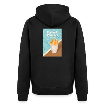 Freibad Pommes beste Zeit Retro Sommer - Unisex Premium Bio Zip Hoodie - Schwarz - Hinten - Nico (187cm)