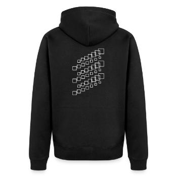 Geometrische Quadratkaskade - Unisex Premium Bio Zip Hoodie - Schwarz - Hinten - Nico (187cm)