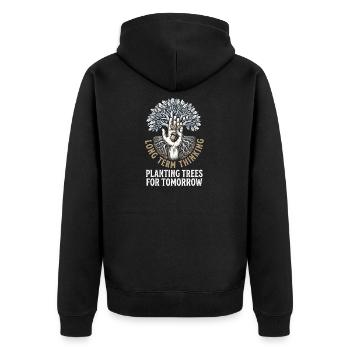 Long Term Planting - Unisex Premium Organic Zip Hoodie - black - Back - Nico (187cm)