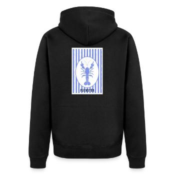 Fuckster Lobster minimal lustiges Shirt - Unisex Premium Bio Zip Hoodie - Schwarz - Hinten - Nico (187cm)