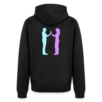 Menschen Gruppe Silhouette Freunde Team Zusammen - Unisex Premium Bio Zip Hoodie - Schwarz - Hinten - Nico (187cm)