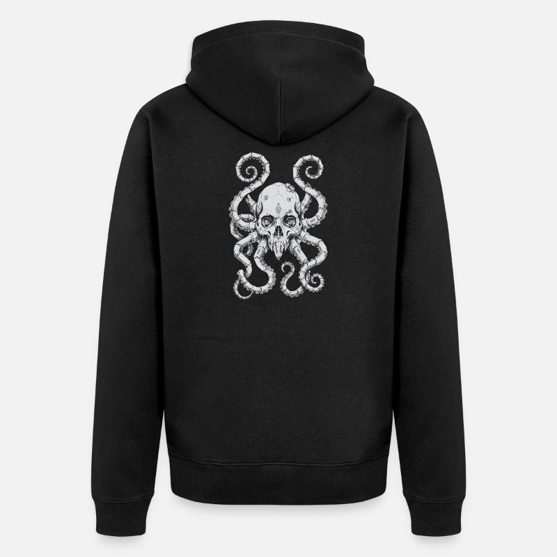 Marée du Crâne du Kraken - Veste à capuche bio Premium Unisexe - noir