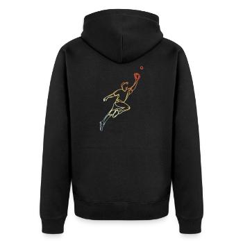 Vintage Baseballer Skizze - Unisex Premium Bio Zip Hoodie - Schwarz - Hinten - Nico (187cm)