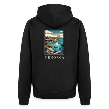 Menorca Cliffside Coast Poster Spain Travel Poster - Unisex Premium Organic Zip Hoodie - black - Back - Nico (187cm)