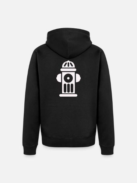 Fire Hydrant Silhouette Line Minimal - Unisex Premium Organic Zip Hoodie - black