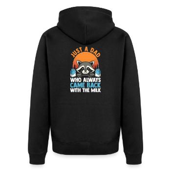Funny Raccoon Dad Came Back With Milk Trash Panda - Unisex Premium Bio Zip Hoodie - Schwarz - Hinten - Nico (187cm)