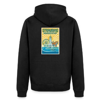 Straubing Gäubodenstadt Poster - Unisex Premium Bio Zip Hoodie - Schwarz - Hinten - Nico (187cm)