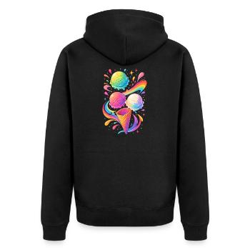 Motif de glace coloré avec arc-en-ciel - Veste à capuche bio Premium Unisexe - noir - Dos - Nico (187cm)