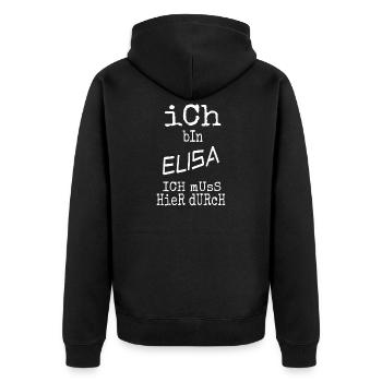 Elisa als Vorname - Unisex Premium Bio Zip Hoodie - Schwarz - Hinten - Nico (187cm)