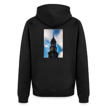 Hamburg: St. Michael's Church (Der Michel) - Unisex Premium Organic Zip Hoodie - black - Back - Nico (187cm)