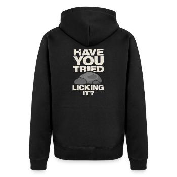 Rockhounding Natur Geologie Steinsammler Schätze - Unisex Premium Bio Zip Hoodie - Schwarz - Hinten - Nico (187cm)