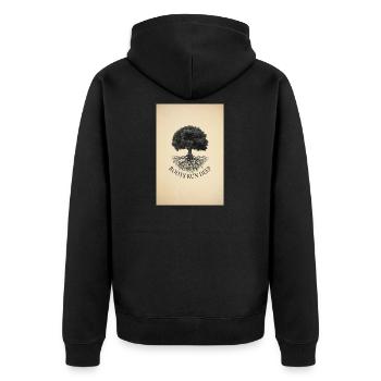 Roots Run Deep – Baum Poster Vintage - Unisex Premium Bio Zip Hoodie - Schwarz - Hinten - Nico (187cm)