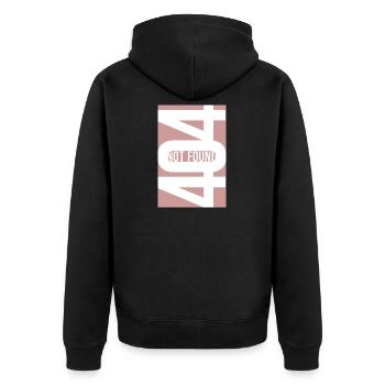 404 Not Found - Dusty Rose - Unisex Premium Bio Zip Hoodie - Schwarz - Hinten - Nico (187cm)