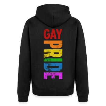 GAY Pride | LGBT | L’amour au lieu de la haine - Veste à capuche bio Premium Unisexe - noir - Dos - Nico (187cm)