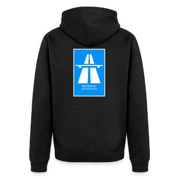 Motorway Manchester M62 Vintage Poster - Unisex Premium Organic Zip Hoodie - black - Back - Nico (187cm)