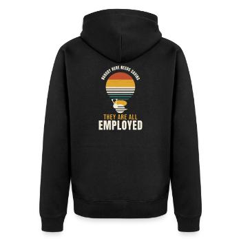 Beekeeping Nobody Here Needs Saving Employed Beeke - Unisex Premium Bio Zip Hoodie - Schwarz - Hinten - Nico (187cm)