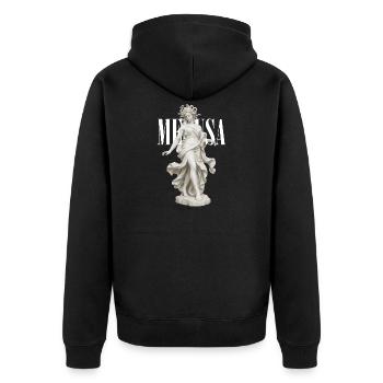 Medusa-Göttinnen-Marmor - Unisex Premium Bio Zip Hoodie - Schwarz - Hinten - Nico (187cm)