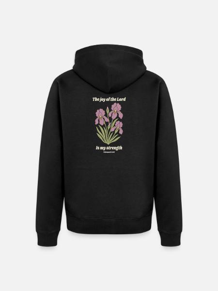 Die Freude des Herrn – Iris-Blumendesign - Unisex Premium Bio Zip Hoodie - Schwarz