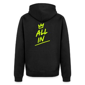 ALL IN - Unisex Premium Bio Zip Hoodie - Schwarz - Hinten - Nico (187cm)