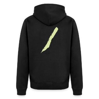 Pinselstrich - Style Streifen / Diagonal - Unisex Premium Bio Zip Hoodie - Schwarz - Hinten - Nico (187cm)