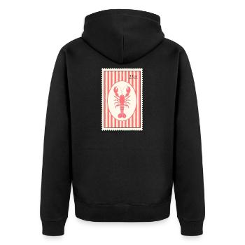 25 Cent Hummer – Maritime Briefmarke - Unisex Premium Bio Zip Hoodie - Schwarz - Hinten - Nico (187cm)